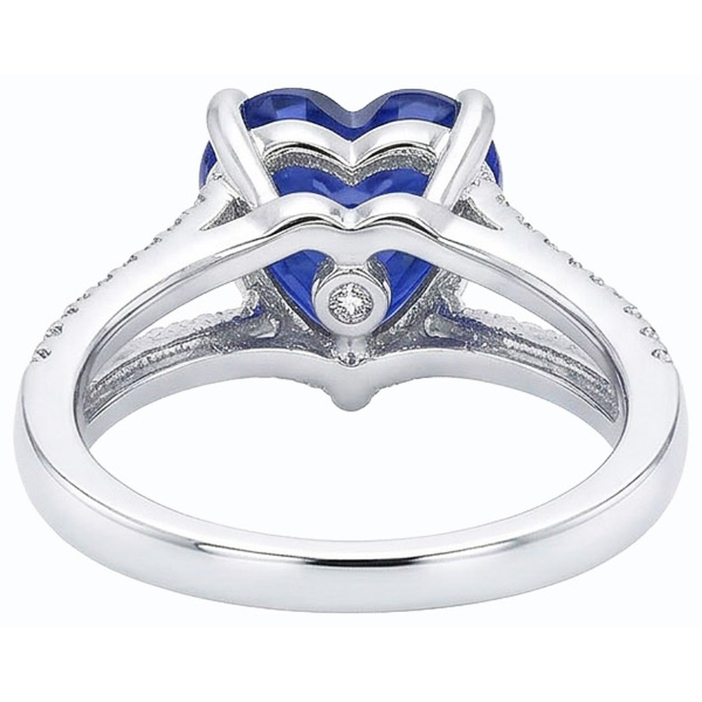 Natural Heart Blue Sapphire Engagement Ring