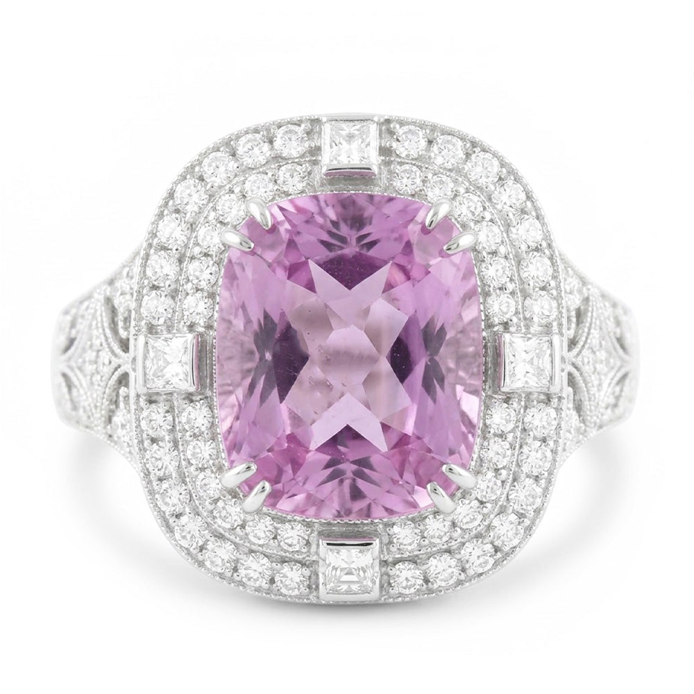 Natural Kunzite Ring 13.50ct - White Gold 14K