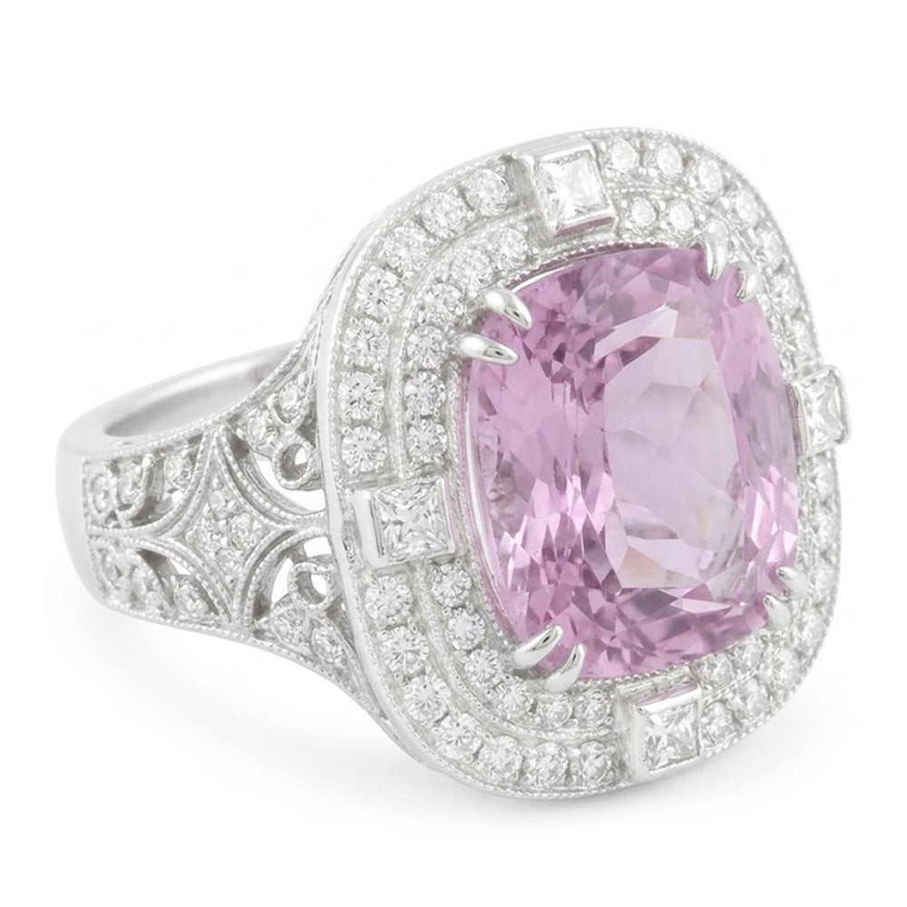 Natural Kunzite Ring 13.50ct - White Gold 14K