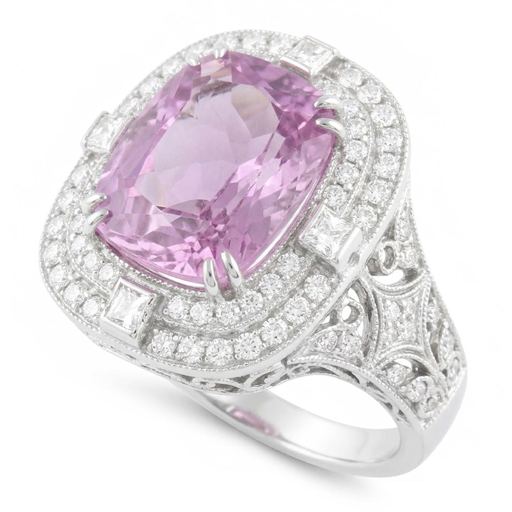 Natural Kunzite Ring 13.50ct - White Gold 14K