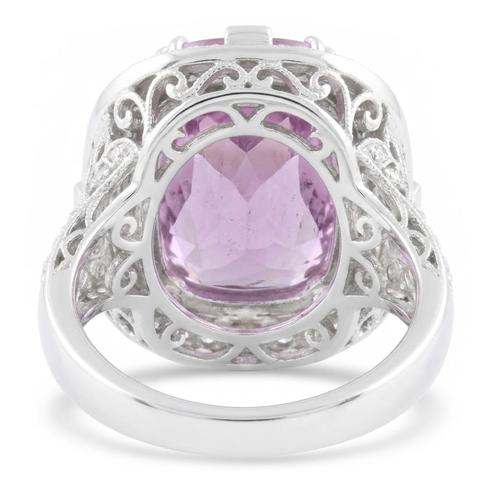 Natural Kunzite Ring 13.50ct - White Gold 14K
