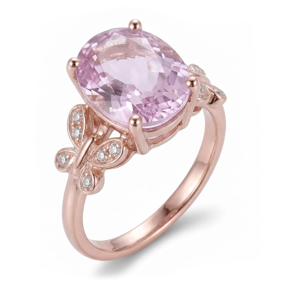 Natural Kunzite Ring 15.50ct - Rose Gold 14K