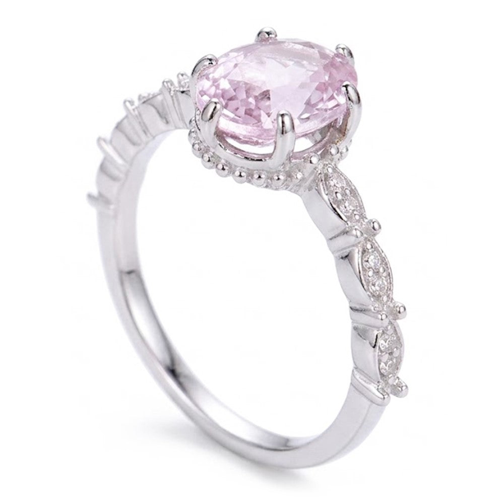 Natural Kunzite Ring 15.65ct - White Gold 14K