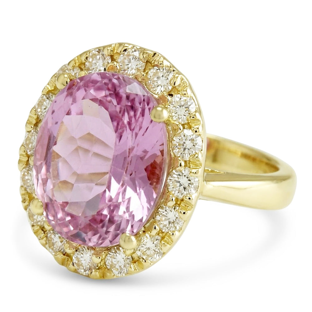 Natural Kunzite Ring 16ct - Yellow Gold 14K