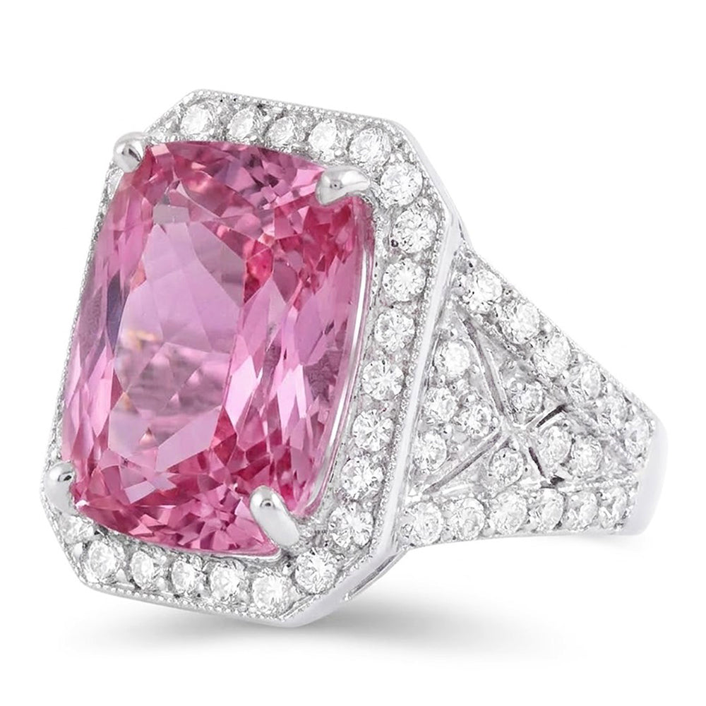 Natural Kunzite Ring 18.35ct - White Gold 14K