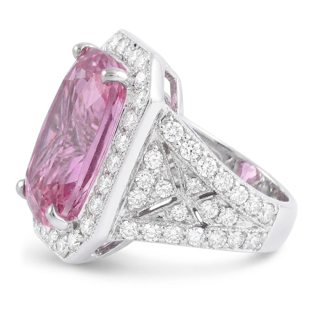 Natural Kunzite Ring 18.35ct - White Gold 14K