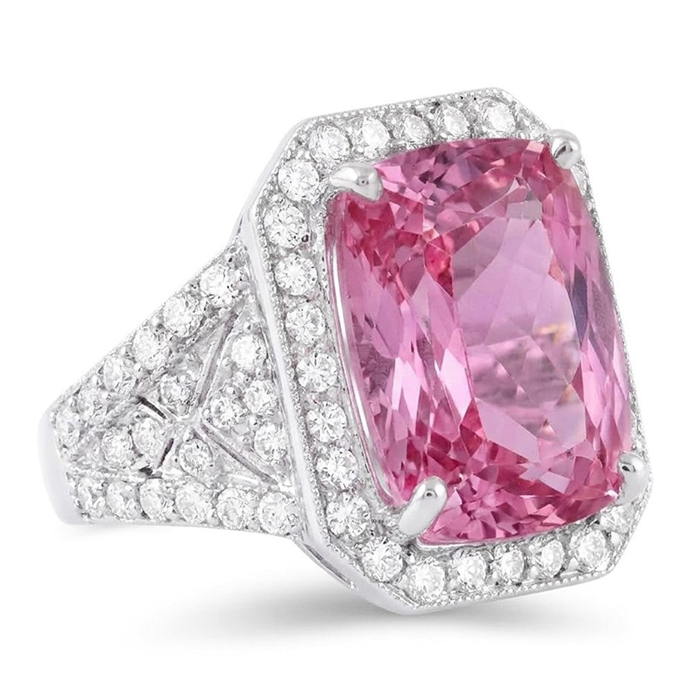 Natural Kunzite Ring 18.35ct - White Gold 14K