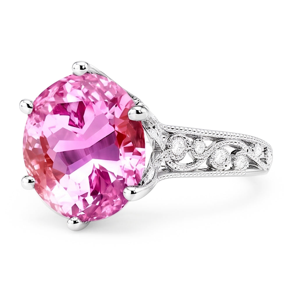 Natural Kunzite Ring 21.00ct - White Gold 14K