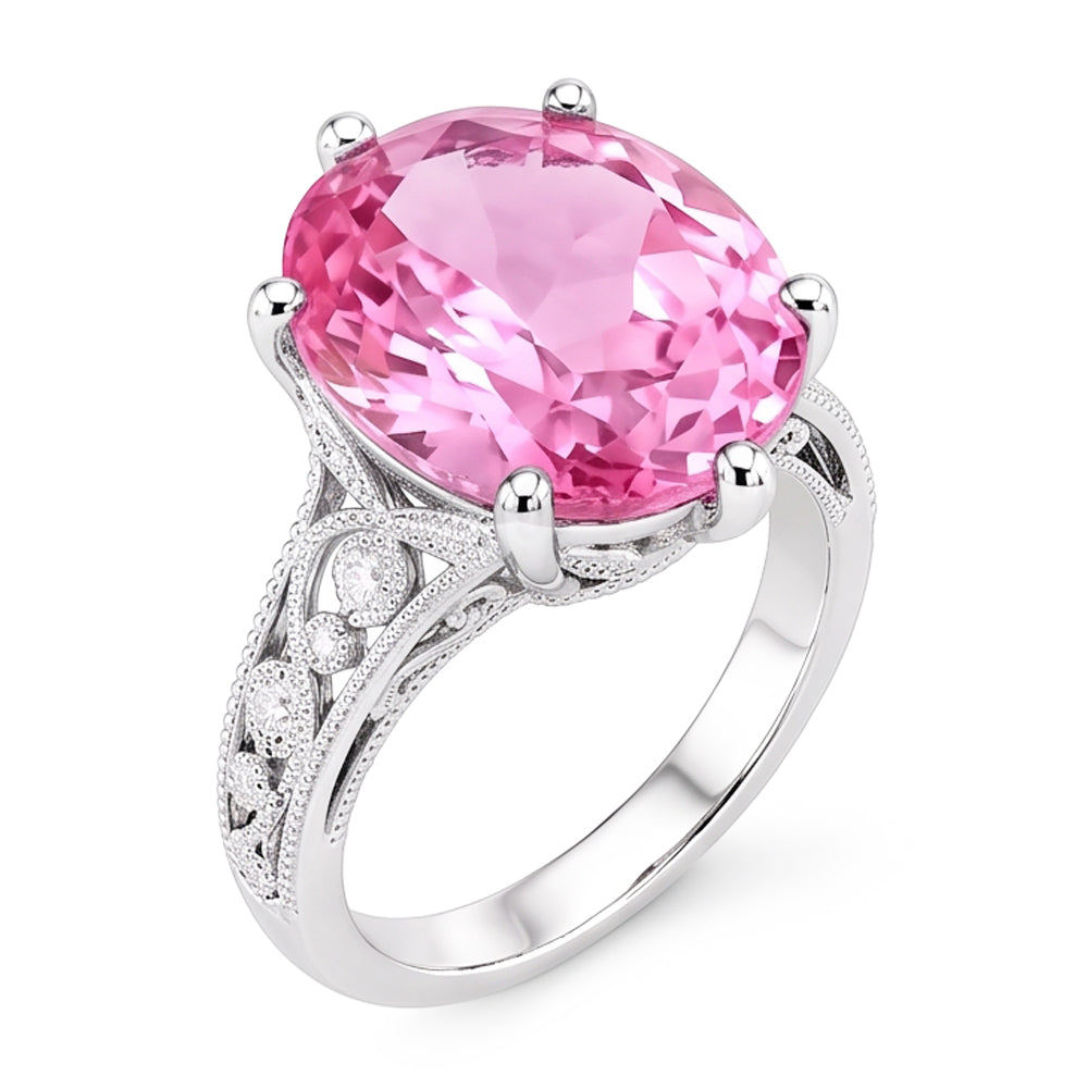Natural Kunzite Ring 21.00ct - White Gold 14K