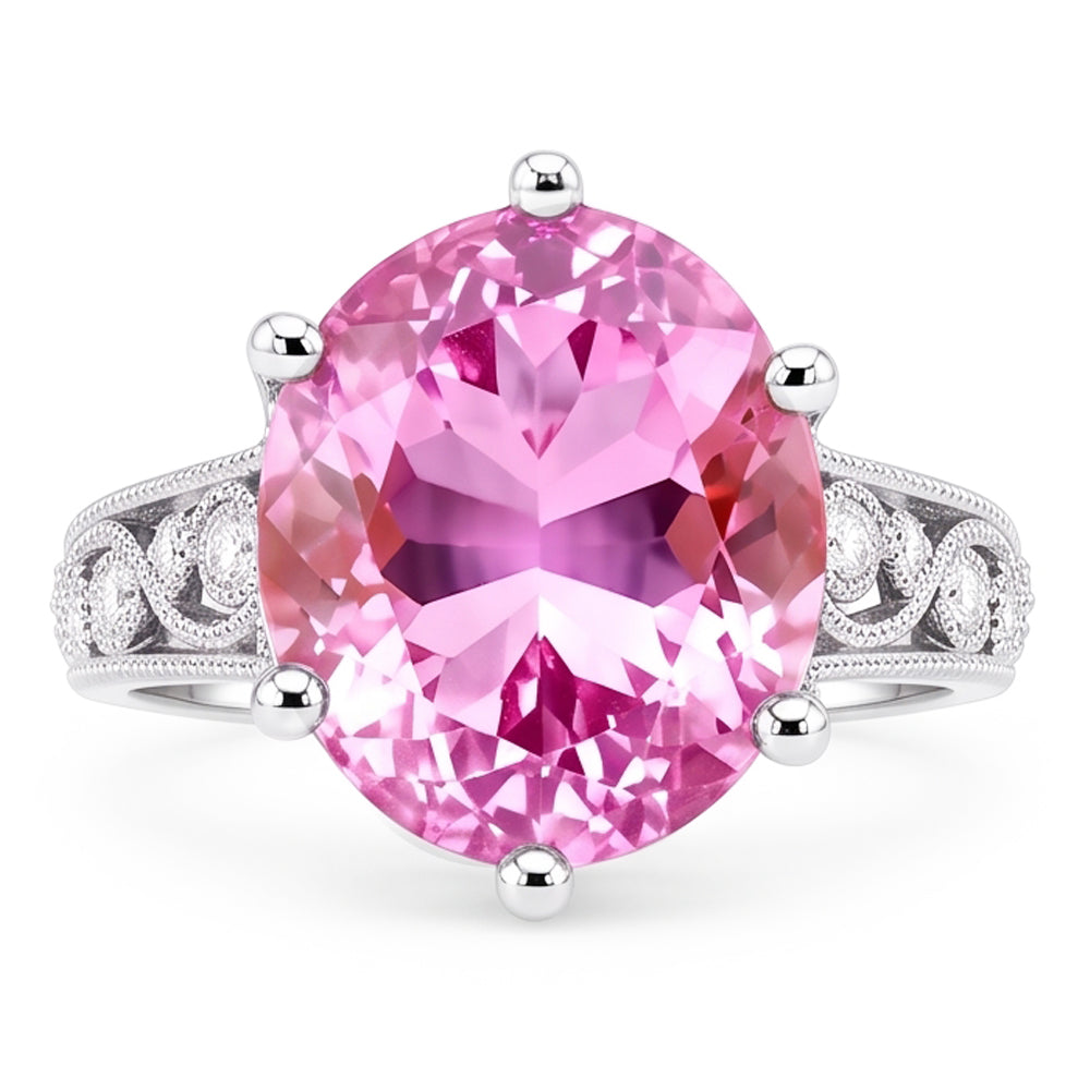 Natural Kunzite Ring 21.00ct - White Gold 14K