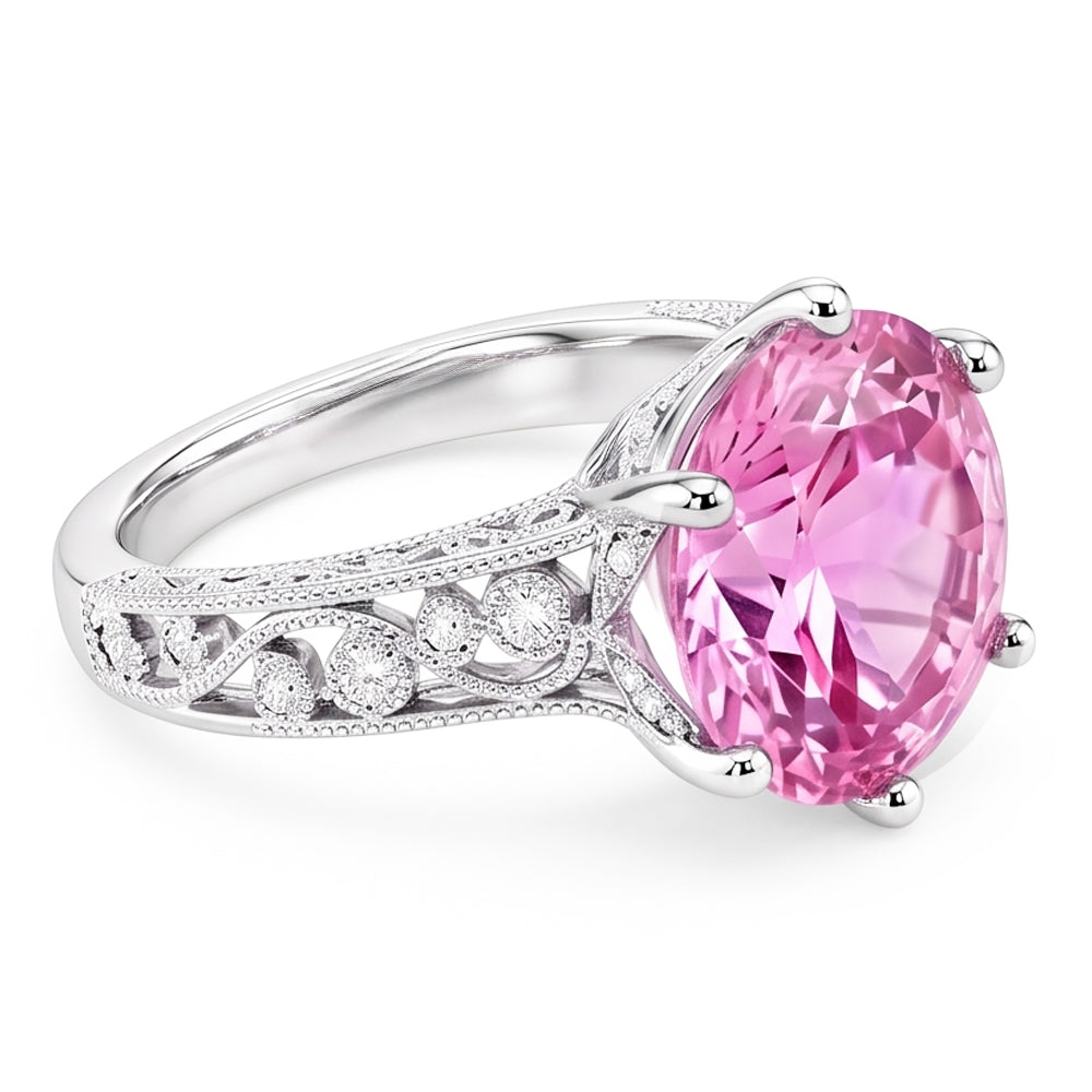 Natural Kunzite Ring 21.00ct - White Gold 14K