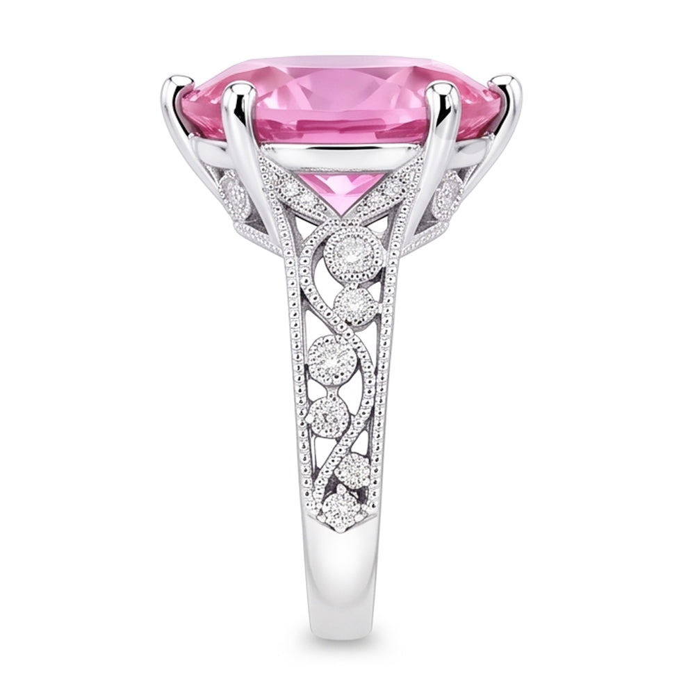 Natural Kunzite Ring 21.00ct - White Gold 14K