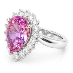 Natural Kunzite Ring 21.75ct - White Gold 14K