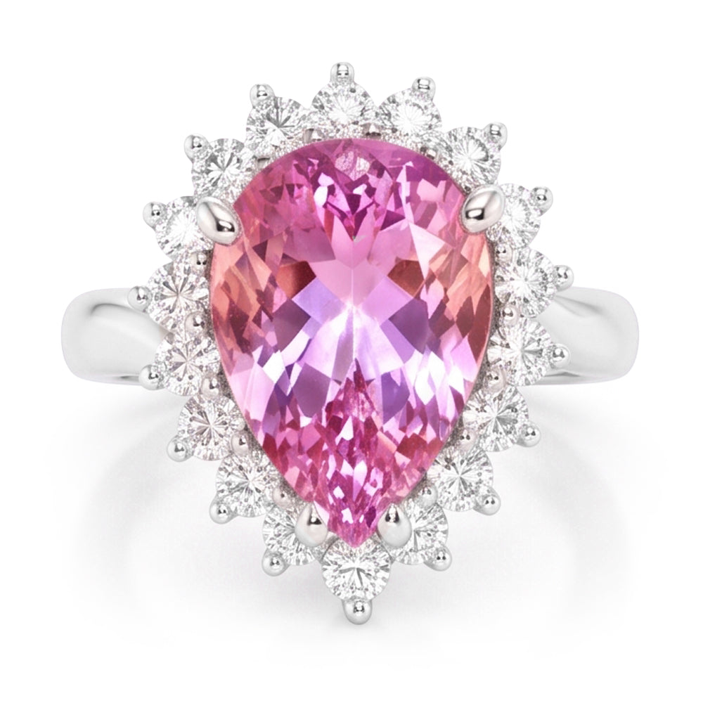 Natural Kunzite Ring 21.75ct - White Gold 14K