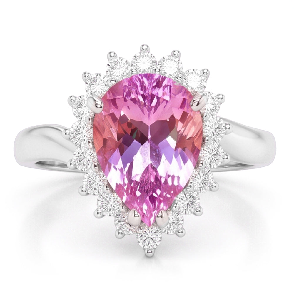 Natural Kunzite Ring 21.75ct - White Gold 14K