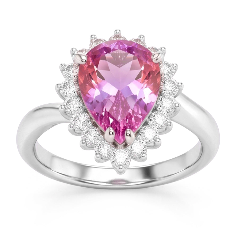 Natural Kunzite Ring 21.75ct - White Gold 14K