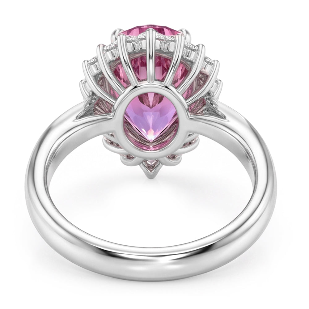 Natural Kunzite Ring 21.75ct - White Gold 14K