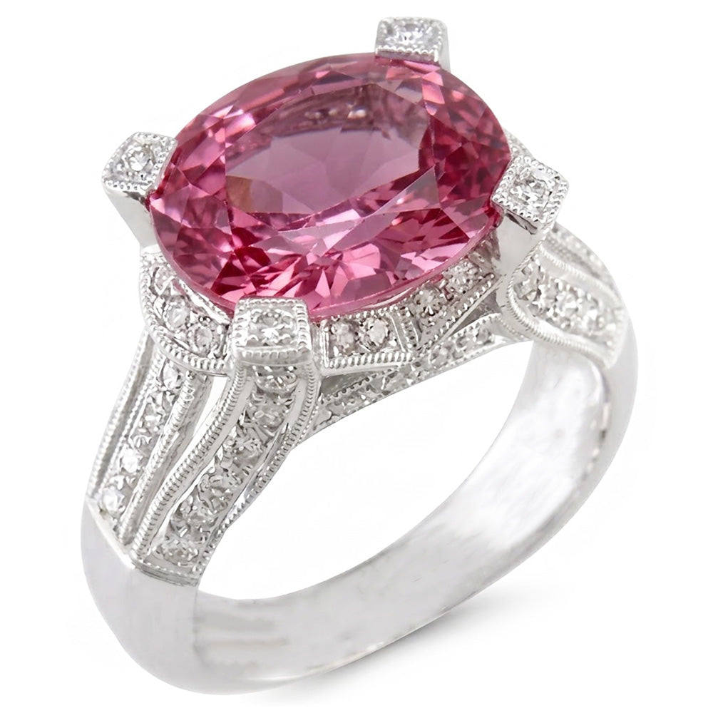 Natural Kunzite Ring 21ct - White Gold 14K