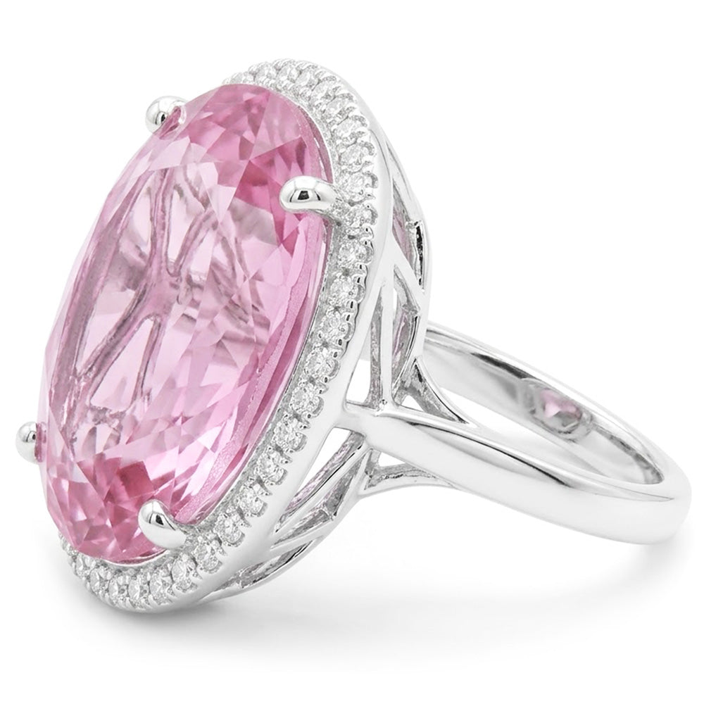 Natural Kunzite Ring 22.50ct - White Gold 14K