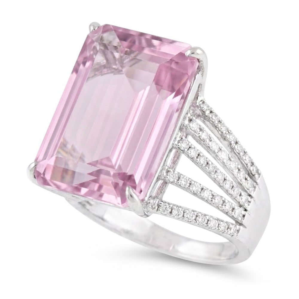 Natural Kunzite Ring 22ct - White Gold 14K