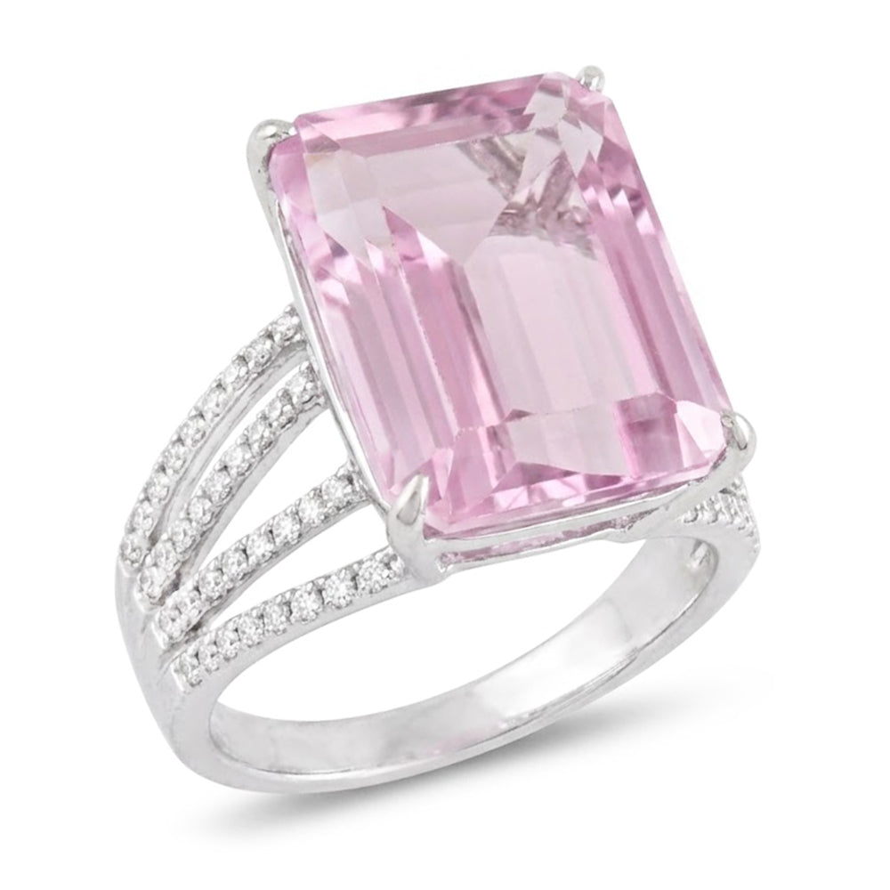 Natural Kunzite Ring 22ct - White Gold 14K