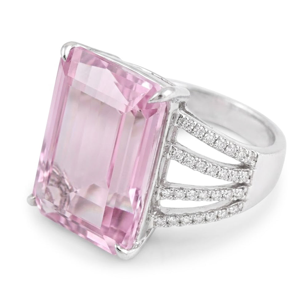 Natural Kunzite Ring 22ct - White Gold 14K
