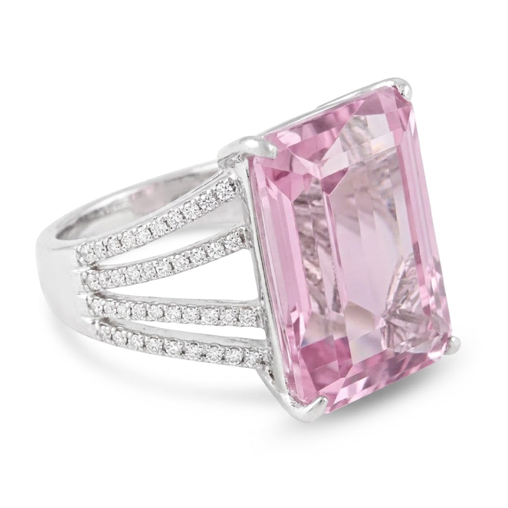 Natural Kunzite Ring 22ct - White Gold 14K