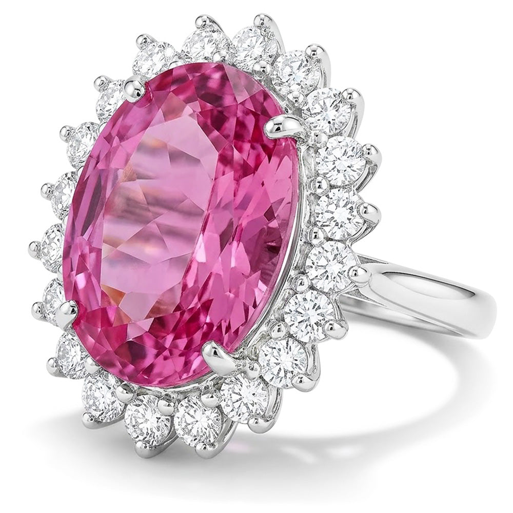 Natural Kunzite Ring 29.25ct - White Gold 14K