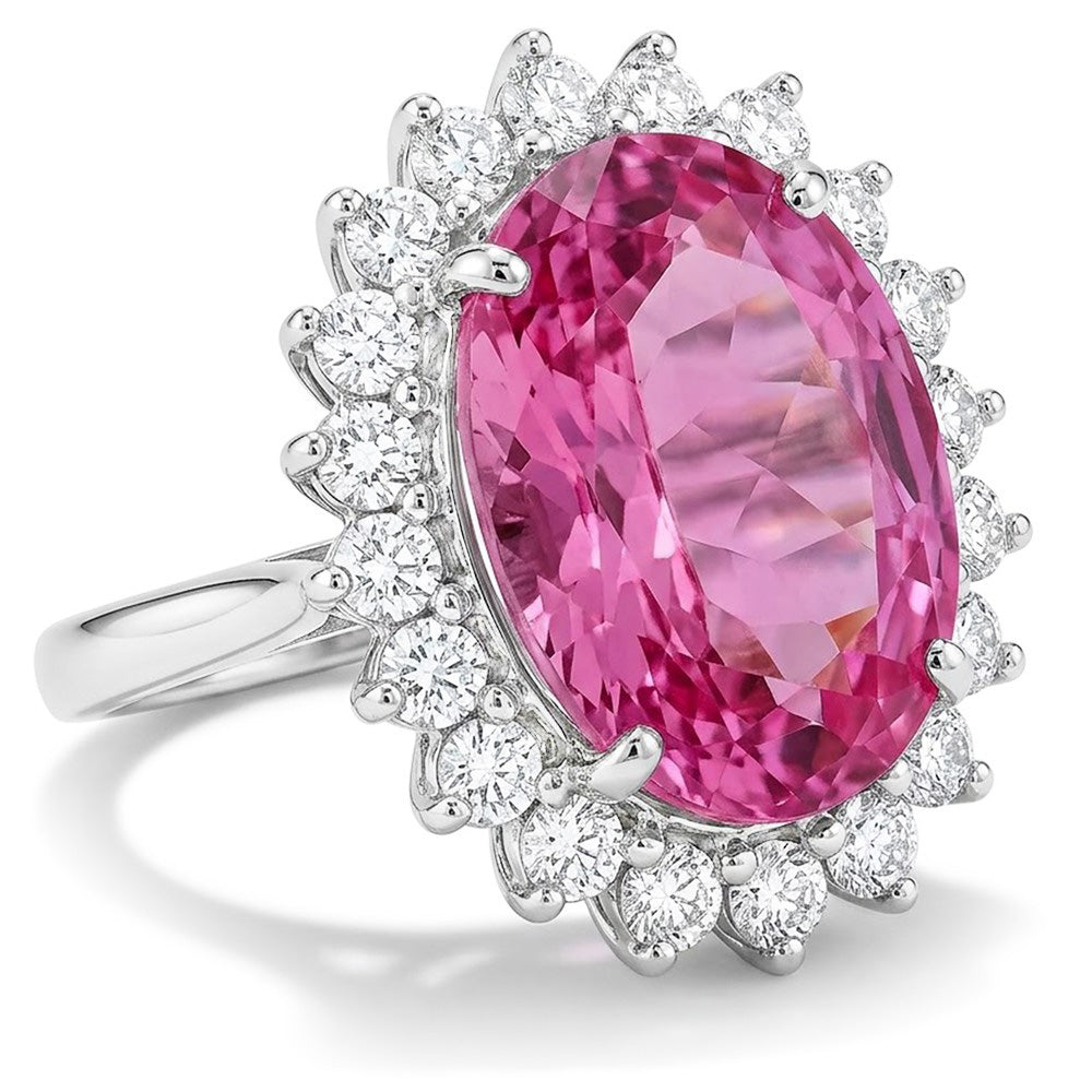 Natural Kunzite Ring 29.25ct - White Gold 14K