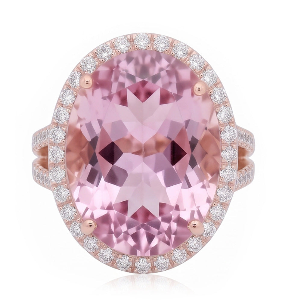 Natural Kunzite Ring 29.75ct - Rose Gold 14K