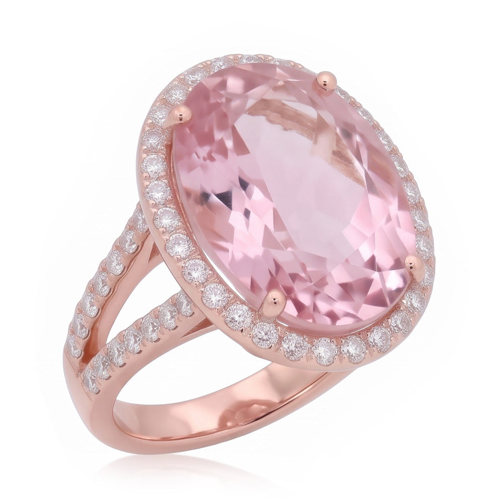 Natural Kunzite Ring 29.75ct - Rose Gold 14K