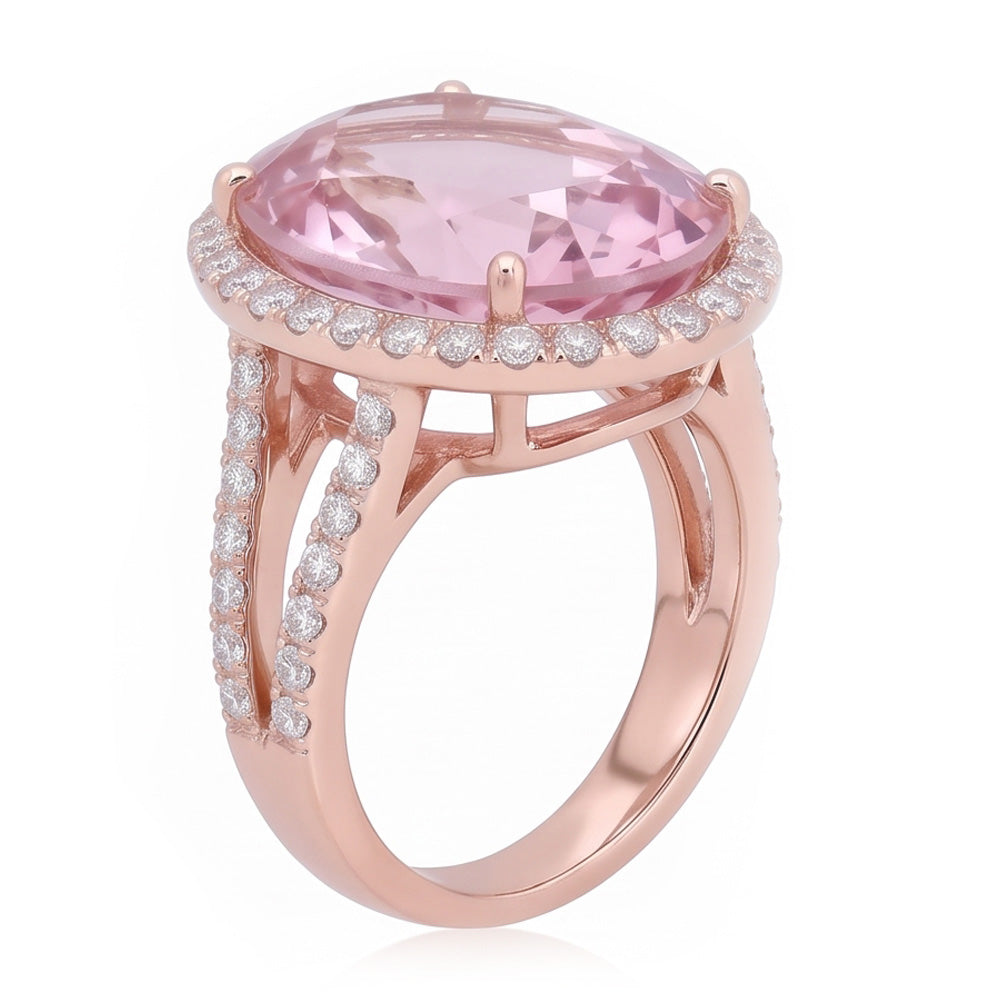 Natural Kunzite Ring 29.75ct - Rose Gold 14K