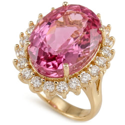 Natural Kunzite Ring 31.40ct - Yellow Gold 14K