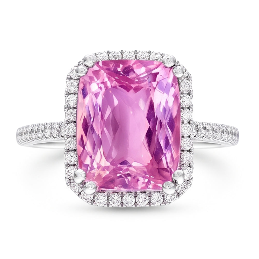 Natural Kunzite Ring 34.50ct - White Gold 14K