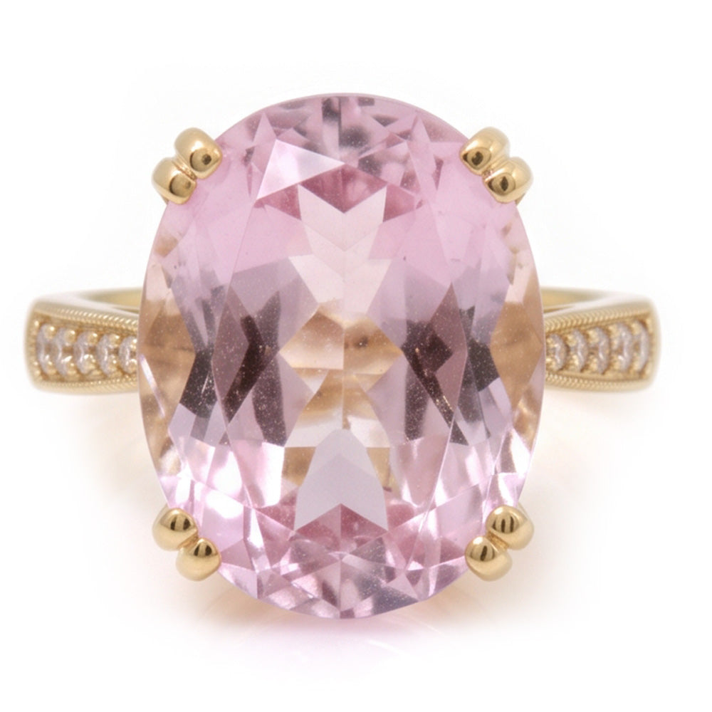 Natural Kunzite Ring 37.65ct - Yellow Gold 14K