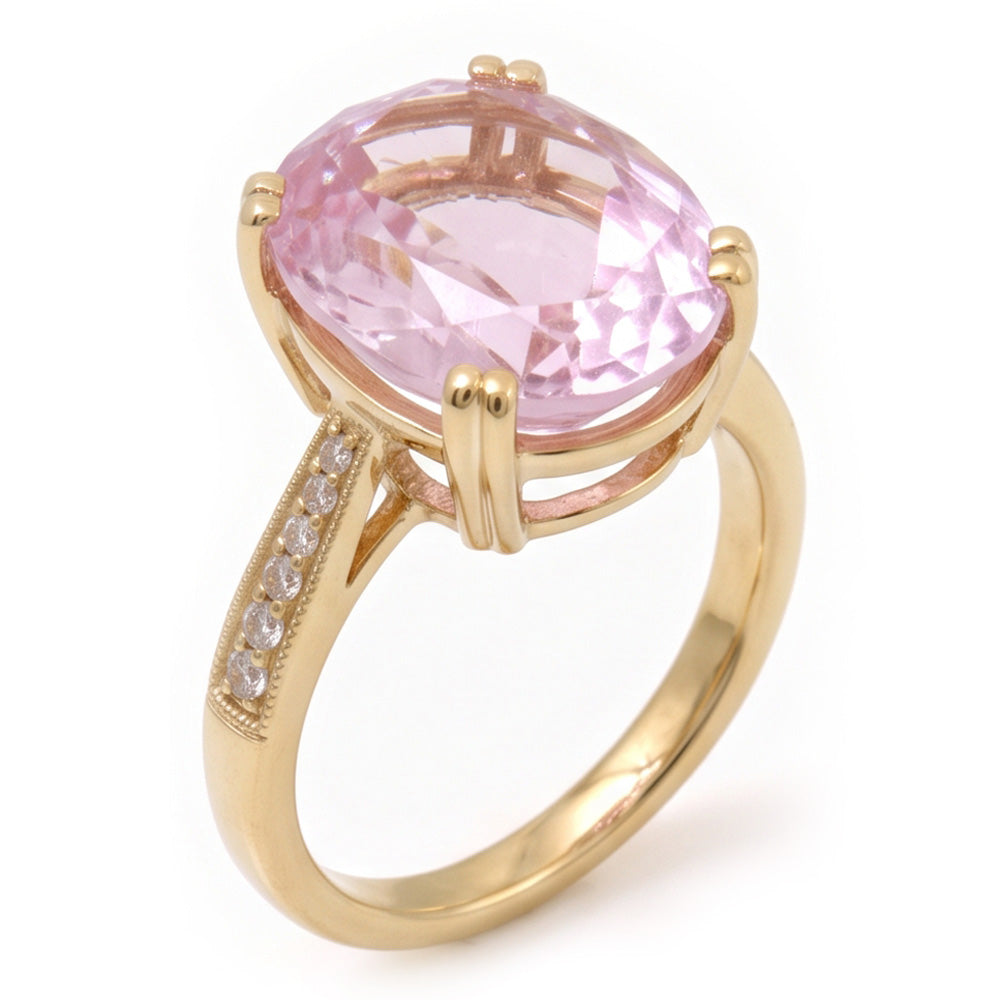 Natural Kunzite Ring 37.65ct - Yellow Gold 14K