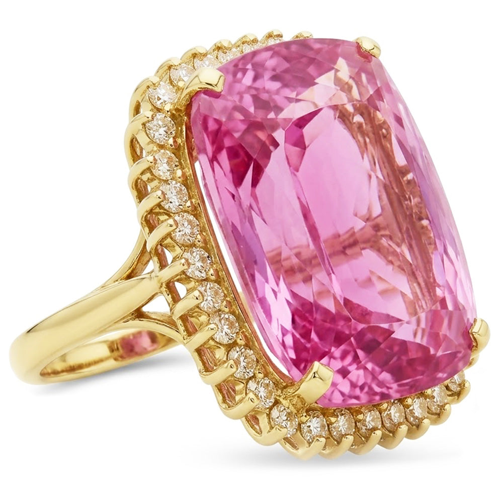 Natural Kunzite Ring 44.35ct - Yellow Gold 14K