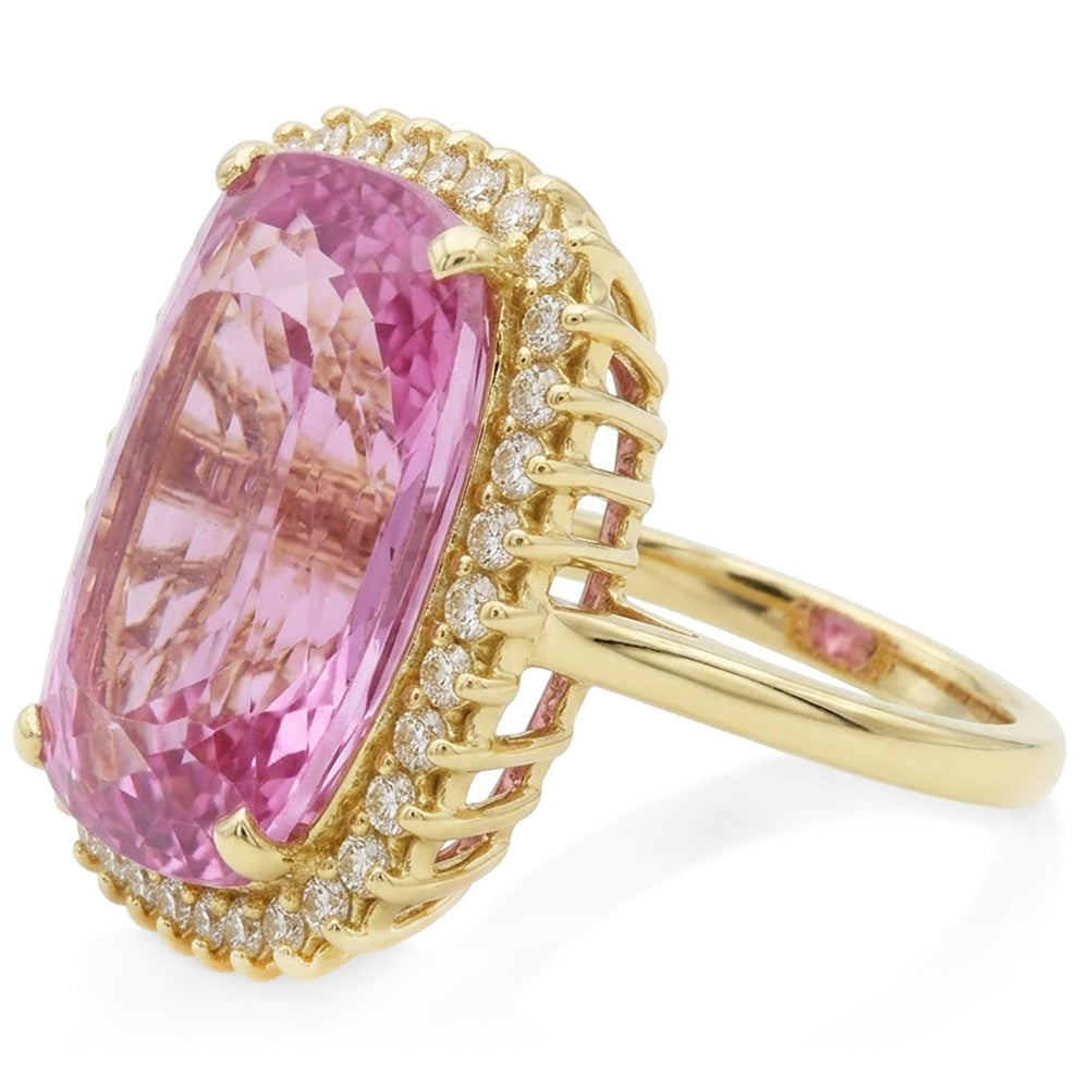 Natural Kunzite Ring 44.35ct - Yellow Gold 14K
