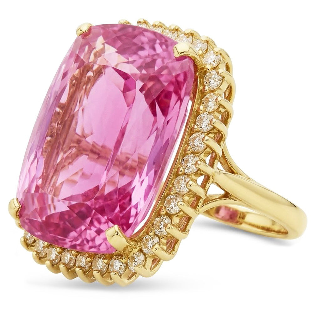 Natural Kunzite Ring 44.35ct - Yellow Gold 14K