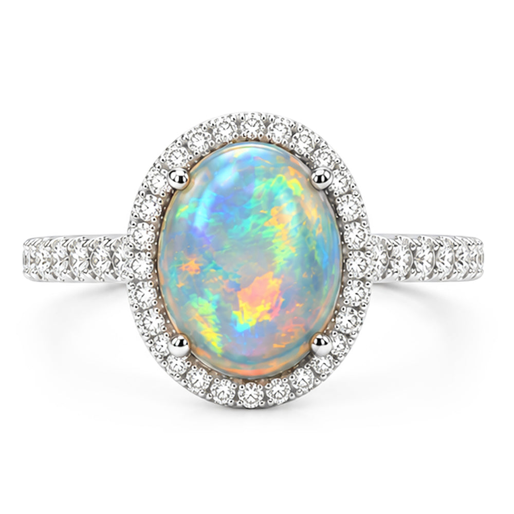 Natural Opal Ring 11.20ct - White Gold 14K