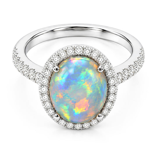 Natural Opal Ring 11.20ct - White Gold 14K