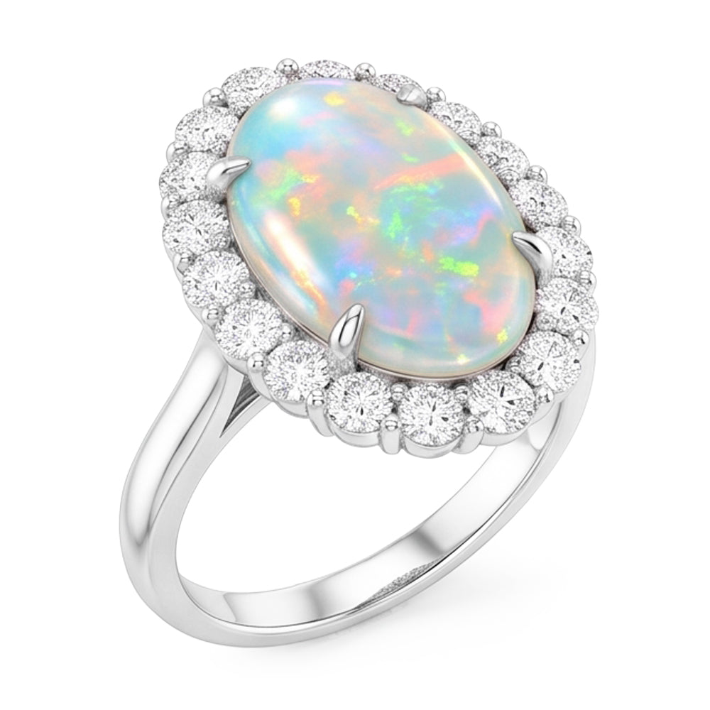 Natural Opal Ring 12.50ct - White Gold 14K
