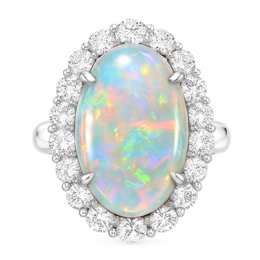 Natural Opal Ring 12.50ct - White Gold 14K