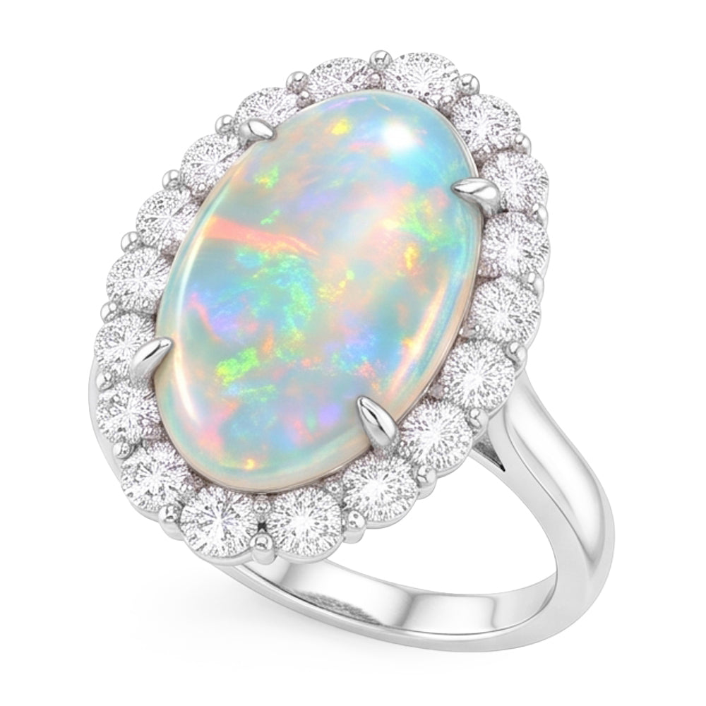 Natural Opal Ring 12.50ct - White Gold 14K