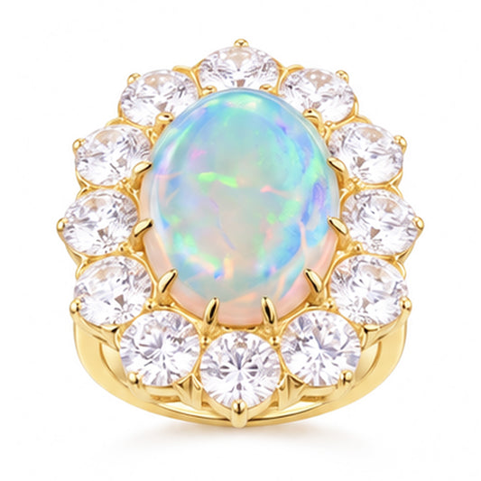Natural Opal Ring 6.75ct - Two Tone 14K Gold