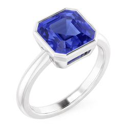 Natural Radiant Solitaire Women's Ring Bezel Set Ceylon Sapphire 2 Carats