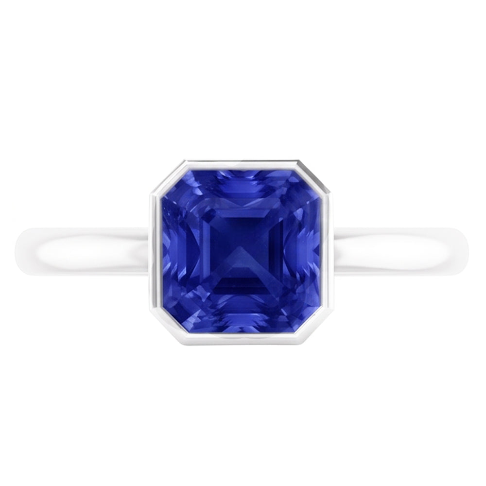 Natural Radiant Solitaire Women's Ring Bezel Set Ceylon Sapphire 2 Carats