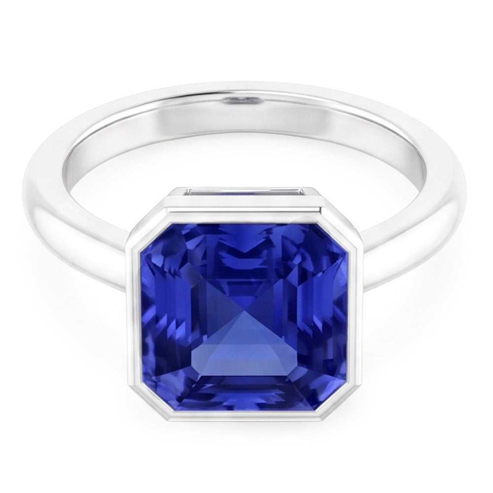 Natural Radiant Solitaire Women's Ring Bezel Set Ceylon Sapphire 2 Carats