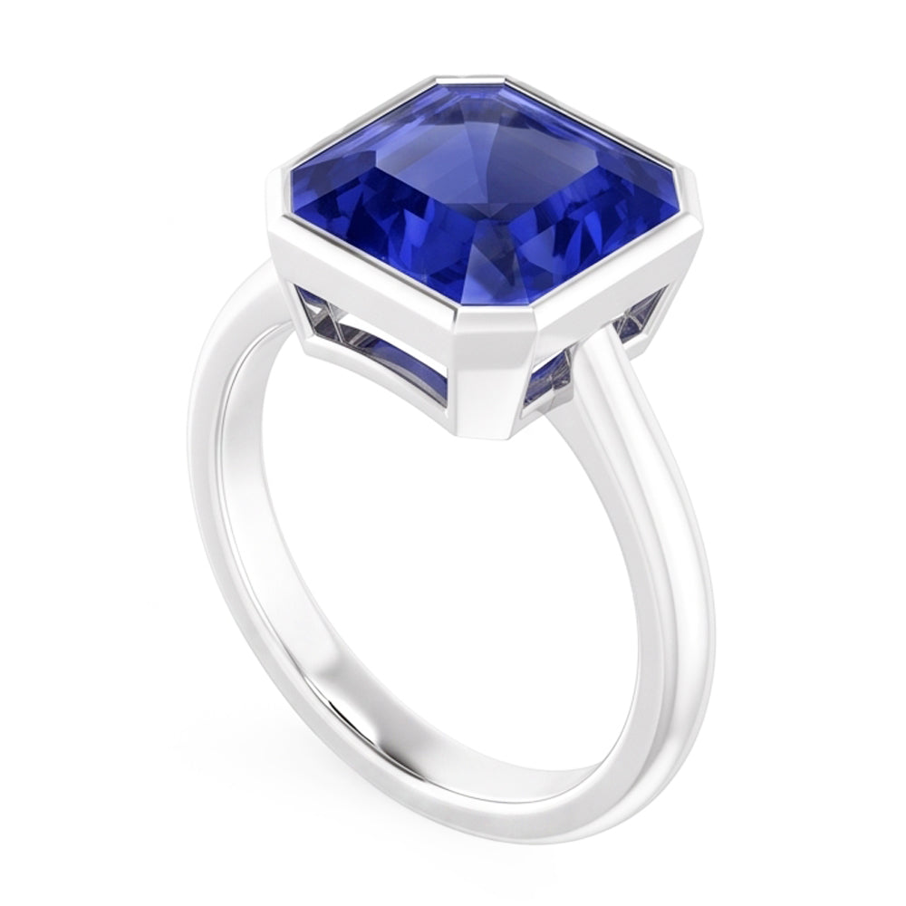Natural Radiant Solitaire Women's Ring Bezel Set Ceylon Sapphire 2 Carats