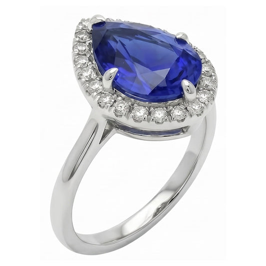 Authentic Cornflower Blue Sapphire Colored Stone Ring – main view